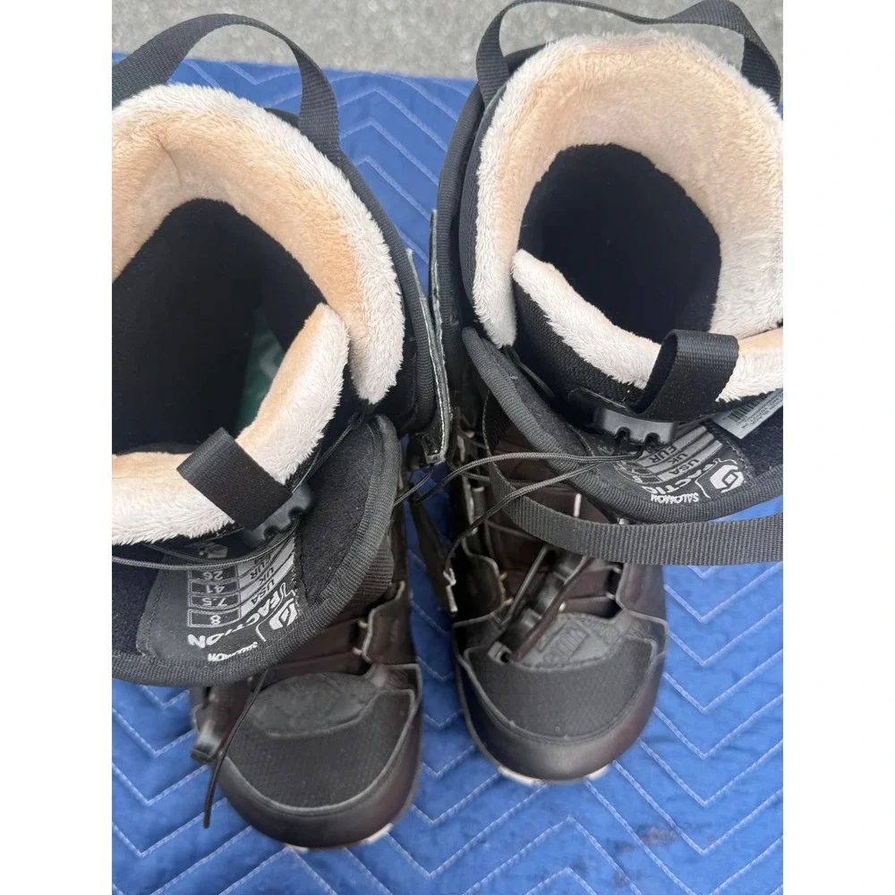 Salomon Faction Snowboard Boots Black Mens Size 8 Quick Pull Lacing All Mountain